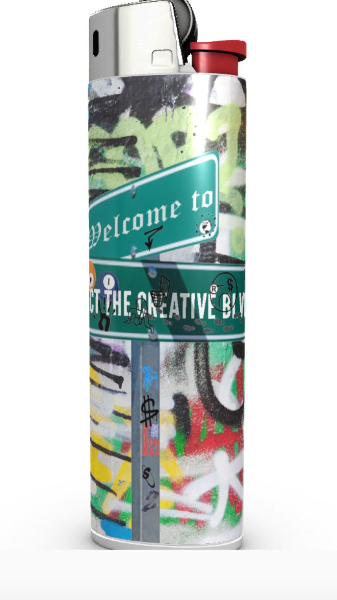 "Welcome To Protect The Creative Blvd" lighter and leash